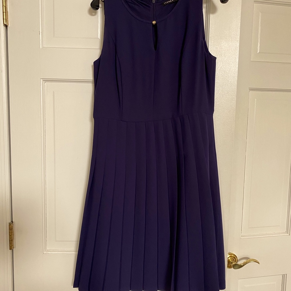 Ivanka Trump Navy Blue pleated Dress Size 10